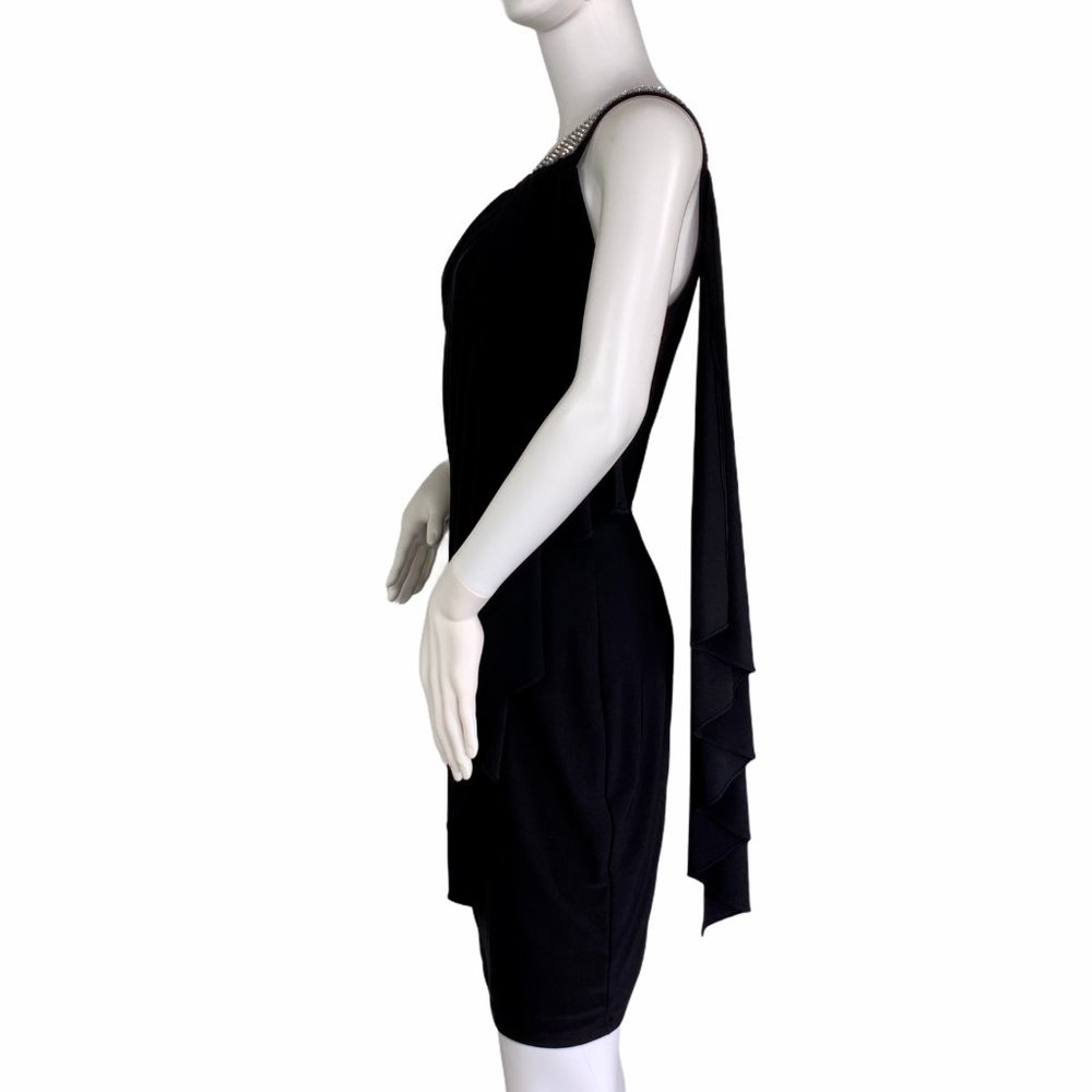 Le Chateau Embellished One Shoulder Black Dress M